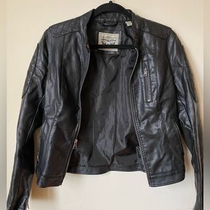 black leather jacket